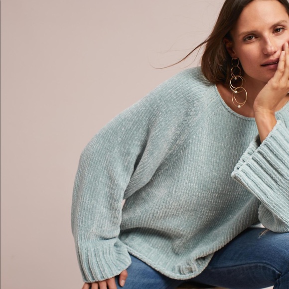 Anthropologie Tops - ANTHROPOLOGIE MOTH TEAL CHENILLE DOLMAN SWEATER